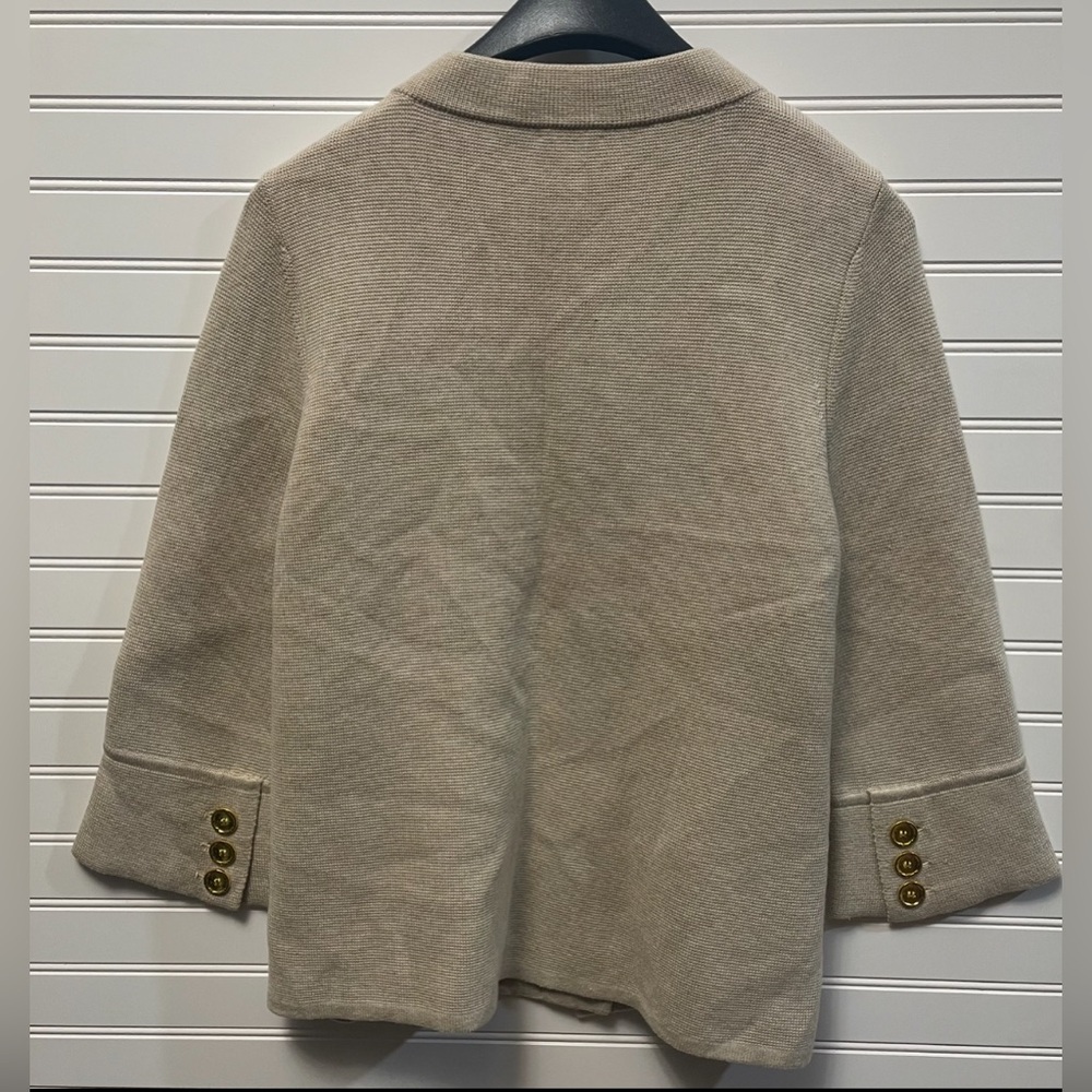 J. McLaughlin Knit Sweater Cardigan Size L Coastal Grandma Preppy Classic Tan - Picture 2 of 6